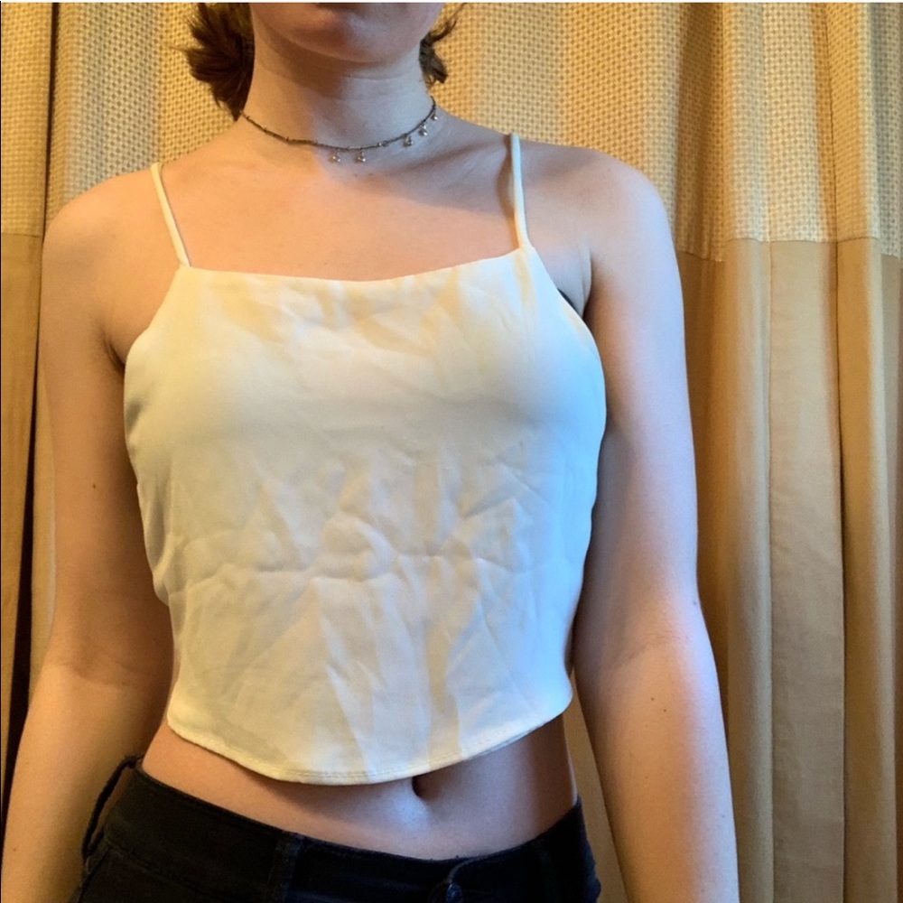 White brandy tie back top